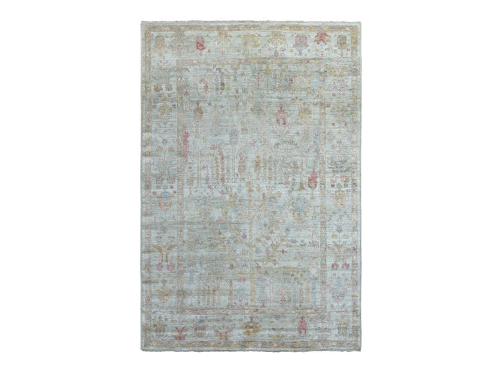 5'10" x 8'9" New Hand Knotted Green Wool Rectangle Oriental Rug - MOA10269698