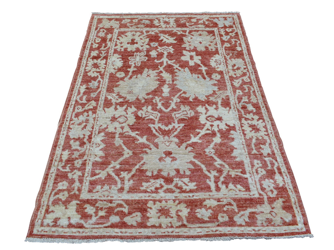 4'0" x 6'1" New Hand Knotted Red Wool Rectangle Oriental Rug - MOA10269725