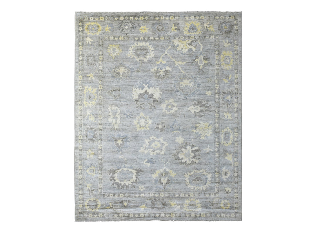 8'0" x 9'10" New Hand Knotted Grey Wool Rectangle Oriental Rug - MOA10269784