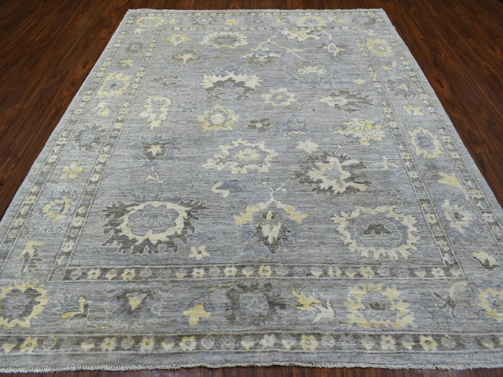 8'0" x 9'10" New Hand Knotted Grey Wool Rectangle Oriental Rug - MOA10269784