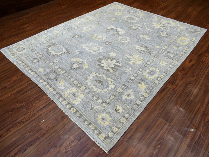 8'0" x 9'10" New Hand Knotted Grey Wool Rectangle Oriental Rug - MOA10269784
