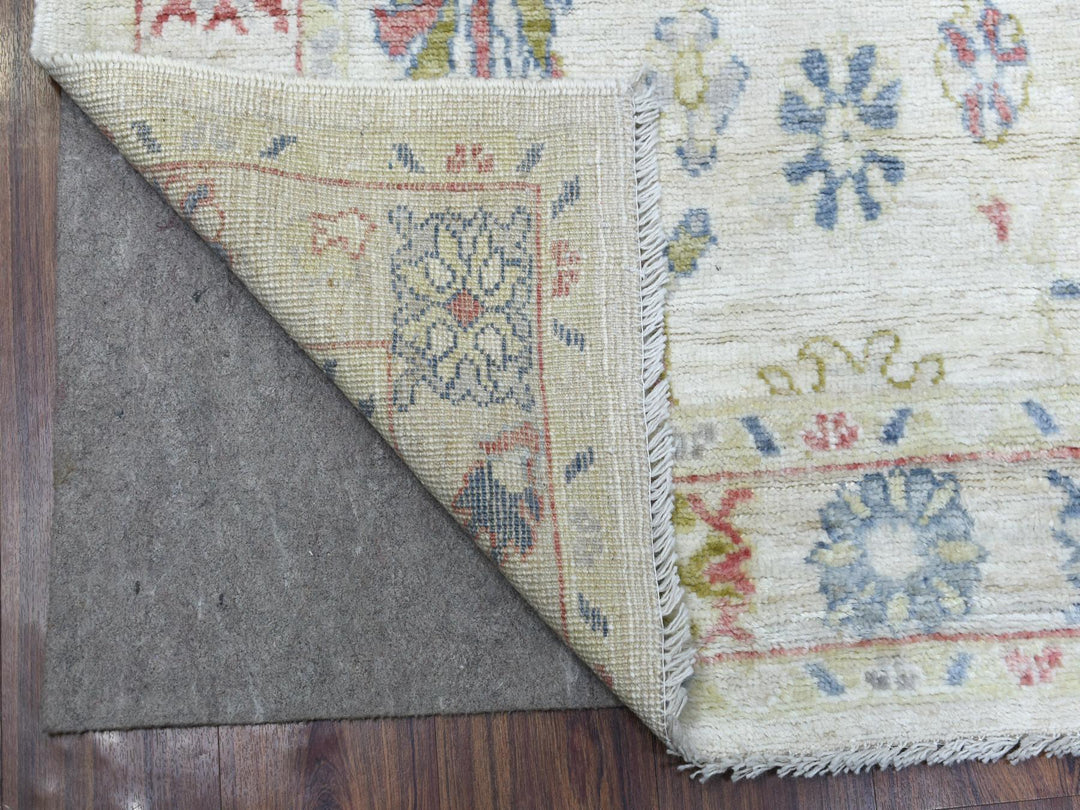4'1" x 6'0" New Hand Knotted Ivory Wool Rectangle Oriental Rug - MOA10269814