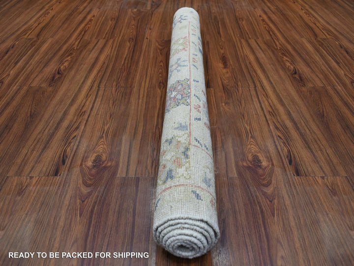 4'1" x 6'0" New Hand Knotted Ivory Wool Rectangle Oriental Rug - MOA10269814