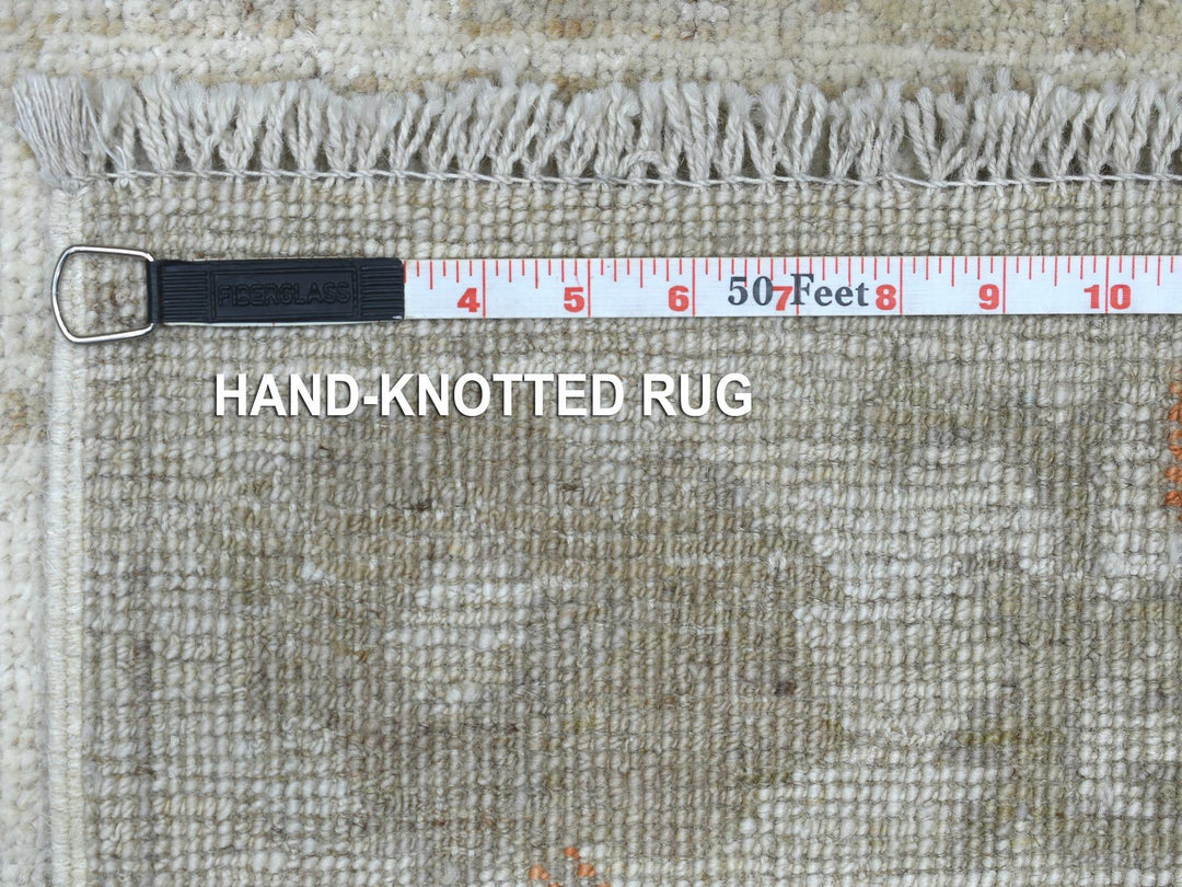 2'5" x 13'9" New Hand Knotted Grey Wool Runner Oriental Rug - MOA10269850