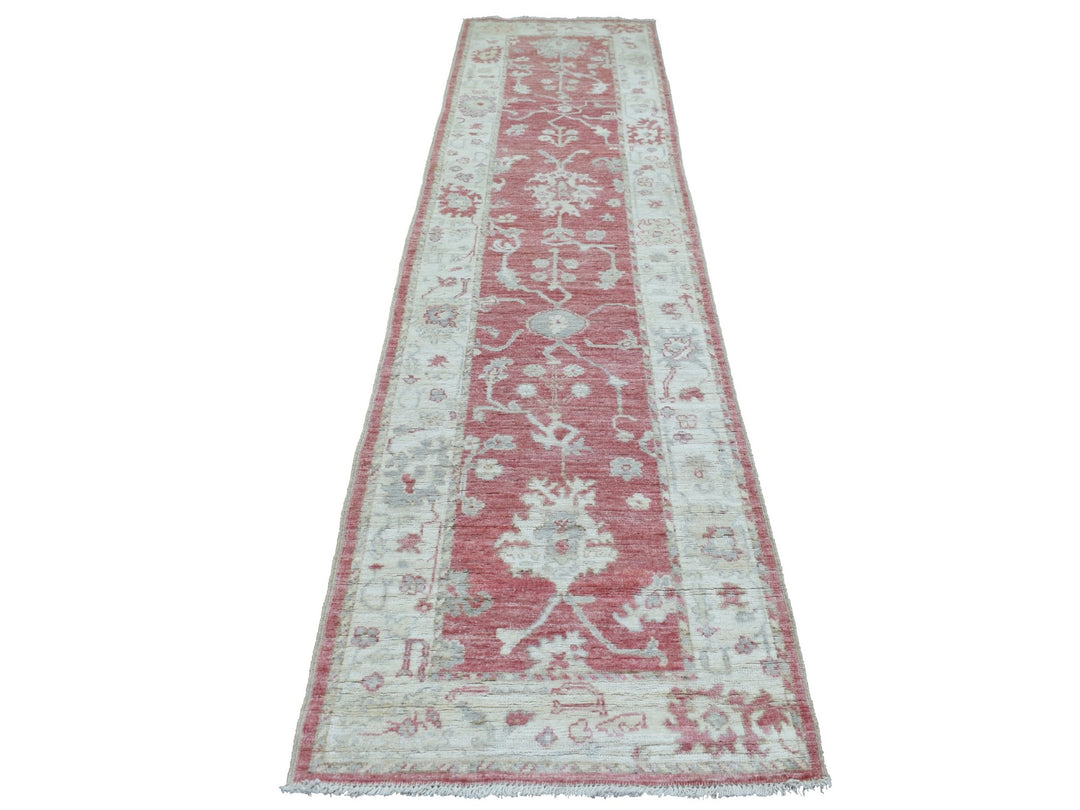 2'9" x 11'6" New Hand Knotted Red Wool Runner Oriental Rug - MOA10269854