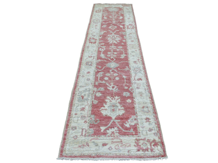 2'9" x 11'6" New Hand Knotted Red Wool Runner Oriental Rug - MOA10269854