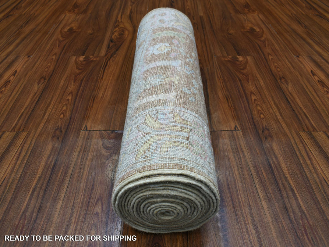 2'7" x 17'2" New Hand Knotted Brown Wool Runner Oriental Rug - MOA10269861
