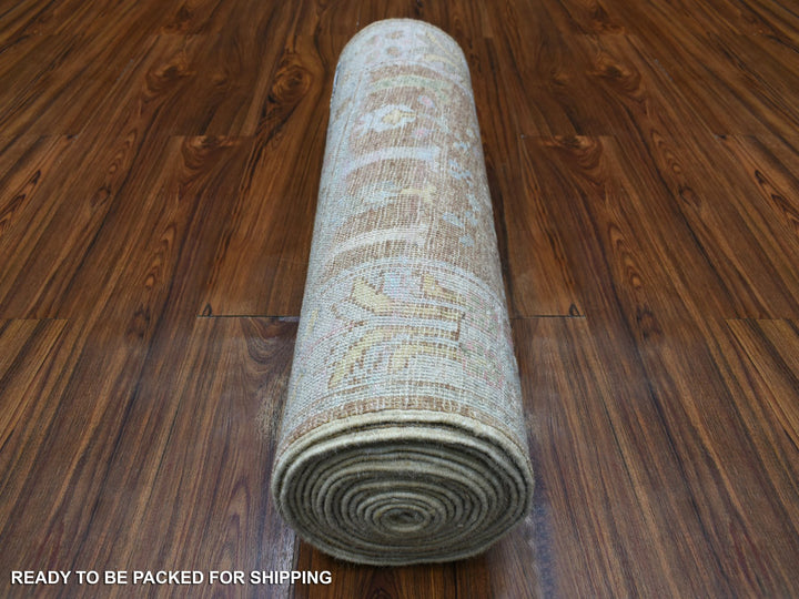 2'7" x 17'2" New Hand Knotted Brown Wool Runner Oriental Rug - MOA10269861