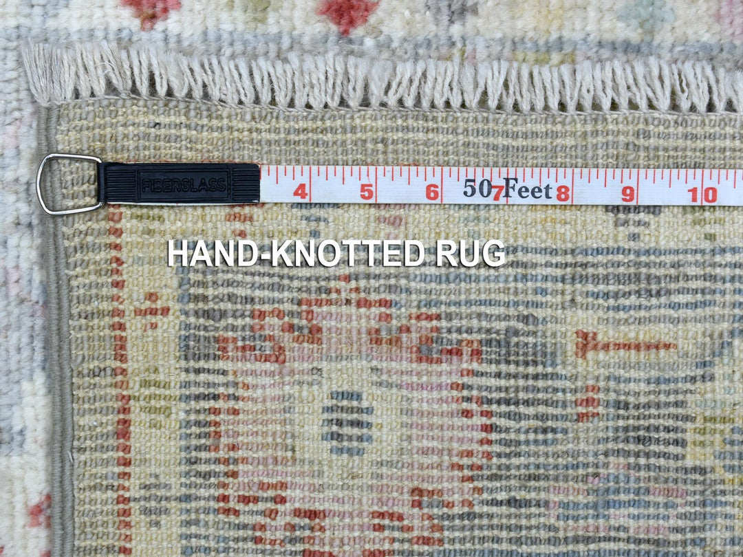 2'7" x 12'2" New Hand Knotted Grey Wool Runner Oriental Rug - MOA10269882