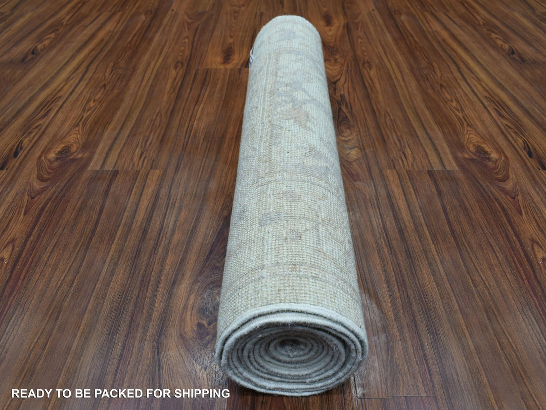 2'8" x 11'9" New Hand Knotted Beige Wool Runner Oriental Rug - MOA10269893