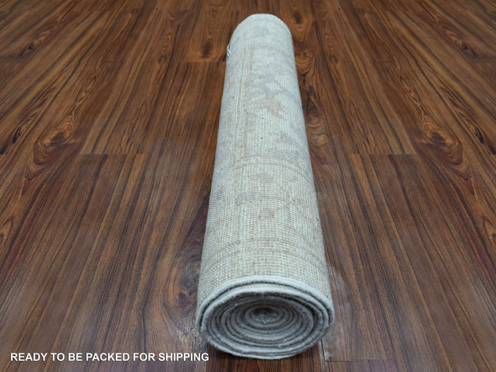 2'8" x 11'9" New Hand Knotted Beige Wool Runner Oriental Rug - MOA10269893