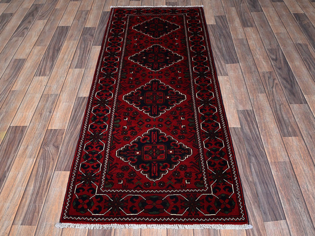 2'4" x 5'8" New Hand Knotted Red Wool Runner Oriental Rug - MOA102698
