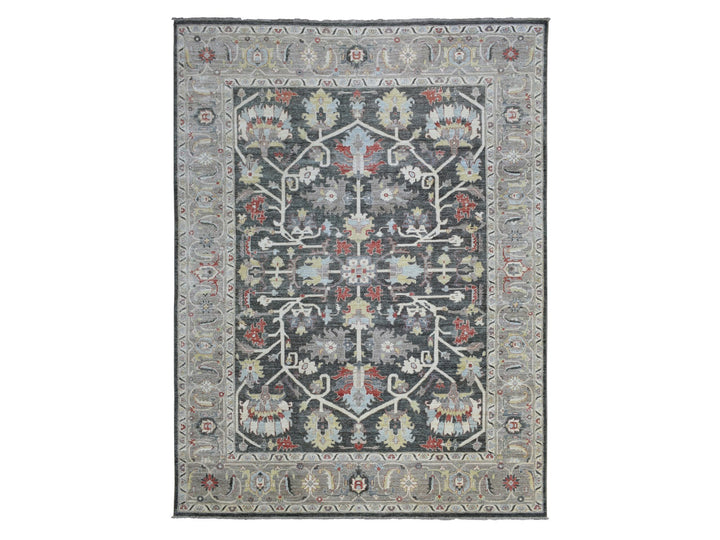 9'3" x 11'9" New Hand Knotted Black Wool Rectangle Oriental Rug - MOA10269938
