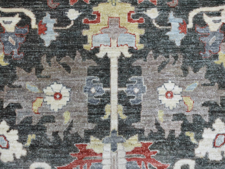 9'3" x 11'9" New Hand Knotted Black Wool Rectangle Oriental Rug - MOA10269938