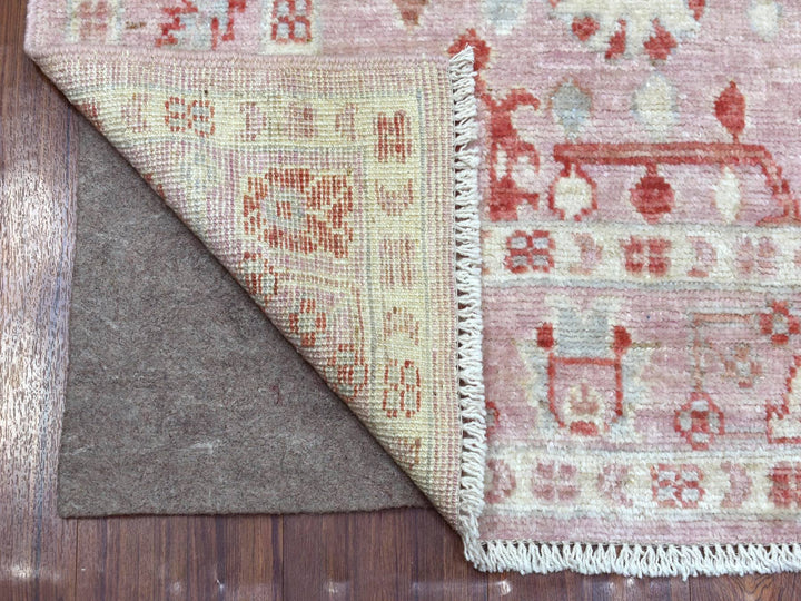 4'1" x 5'10" New Hand Knotted Pink Wool Rectangle Oriental Rug - MOA10269946