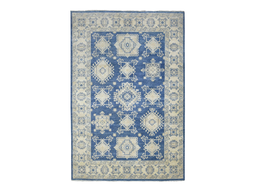 6'0" x 8'8" New Hand Knotted Blue Wool Rectangle Oriental Rug - MOA10270004