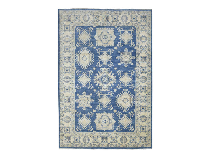 6'0" x 8'8" New Hand Knotted Blue Wool Rectangle Oriental Rug - MOA10270004