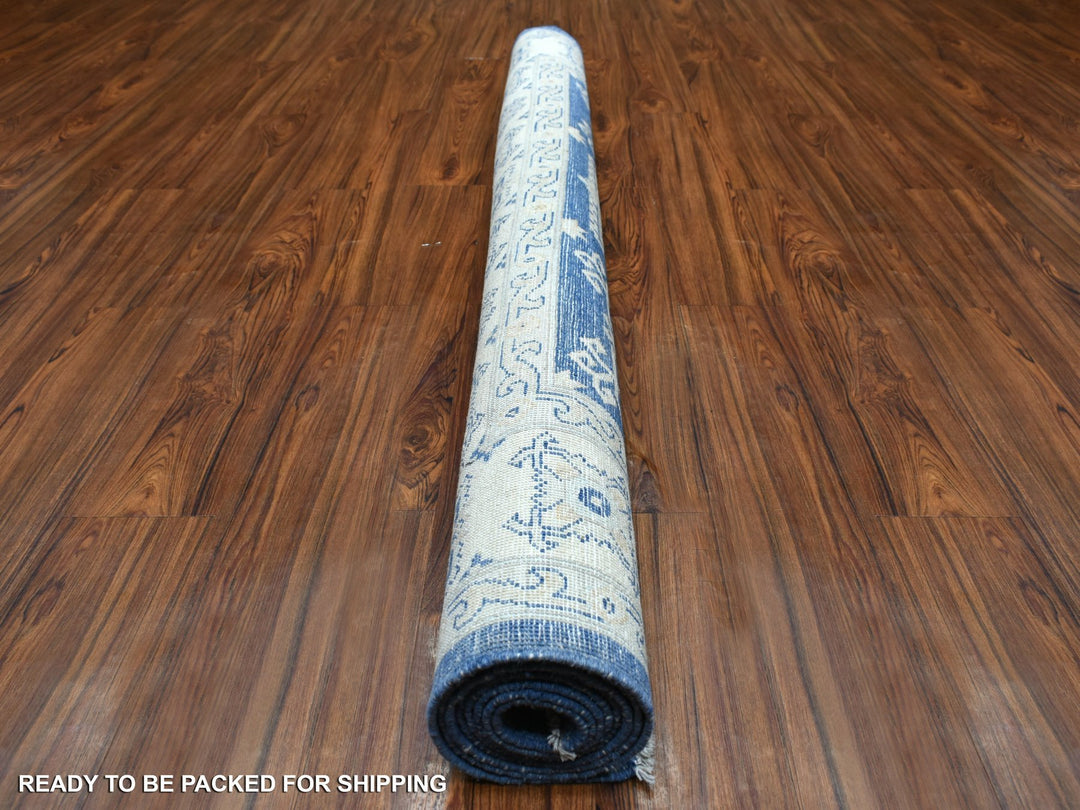 6'0" x 8'8" New Hand Knotted Blue Wool Rectangle Oriental Rug - MOA10270004