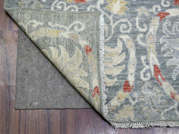 6'1" x 8'8" New Hand Knotted Grey Wool Rectangle Oriental Rug - MOA10270011