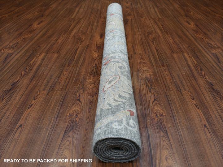 6'1" x 8'8" New Hand Knotted Grey Wool Rectangle Oriental Rug - MOA10270011