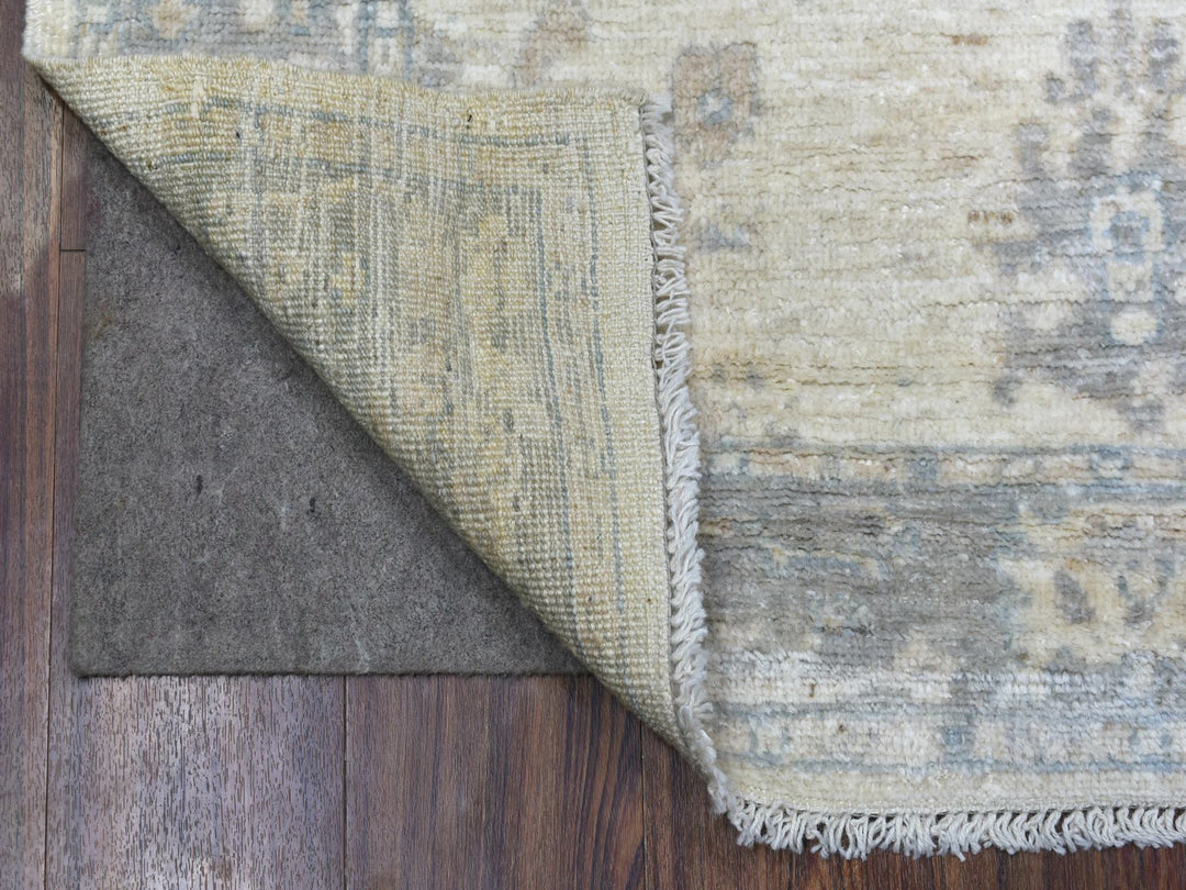 4'0" x 6'0" New Hand Knotted Ivory Wool Rectangle Oriental Rug - MOA10270040