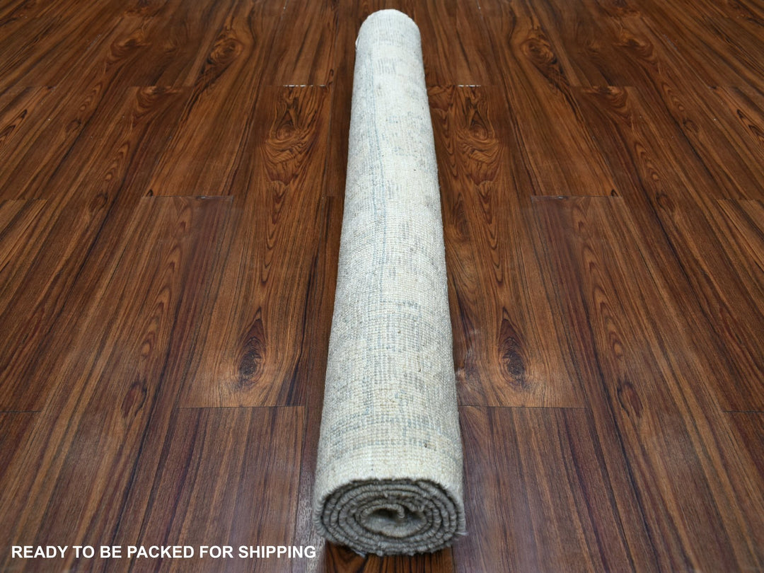 4'0" x 6'0" New Hand Knotted Ivory Wool Rectangle Oriental Rug - MOA10270040
