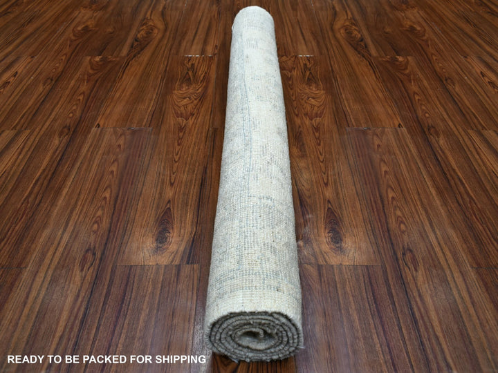 4'0" x 6'0" New Hand Knotted Ivory Wool Rectangle Oriental Rug - MOA10270040