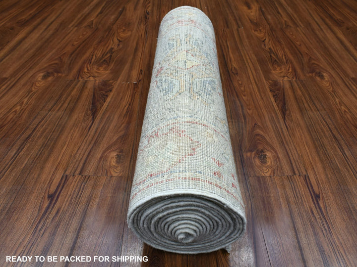 2'8" x 19'6" New Hand Knotted Grey Wool Runner Oriental Rug - MOA10270050