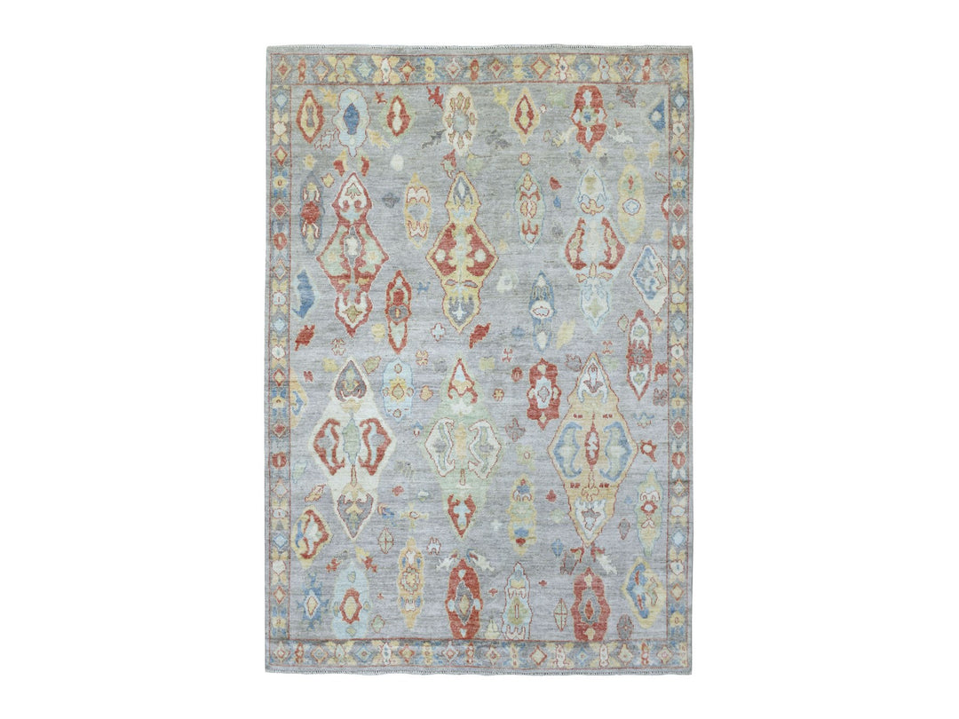 6'0" x 8'8" New Hand Knotted Grey Wool Rectangle Oriental Rug - MOA10270065