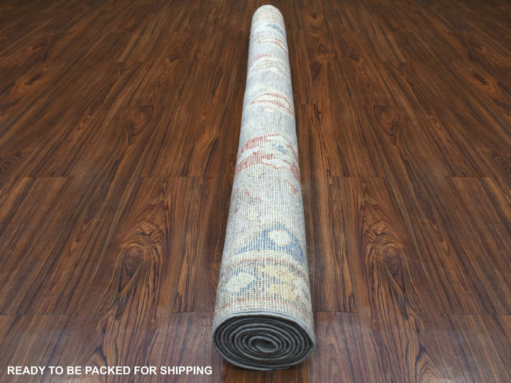 6'0" x 8'8" New Hand Knotted Grey Wool Rectangle Oriental Rug - MOA10270065