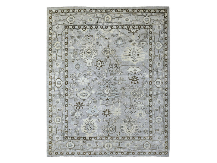 8'1" x 9'8" New Hand Knotted Grey Wool Rectangle Oriental Rug - MOA10270069