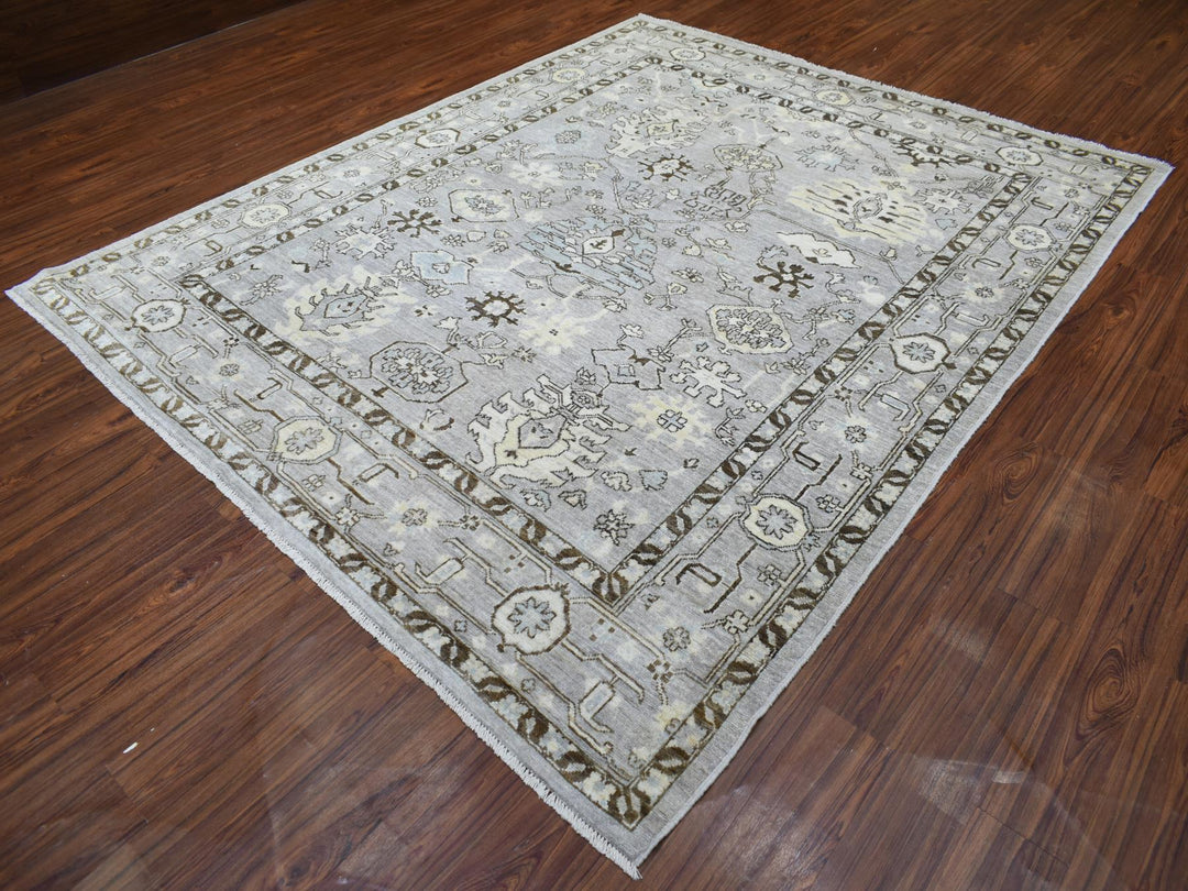 8'1" x 9'8" New Hand Knotted Grey Wool Rectangle Oriental Rug - MOA10270069