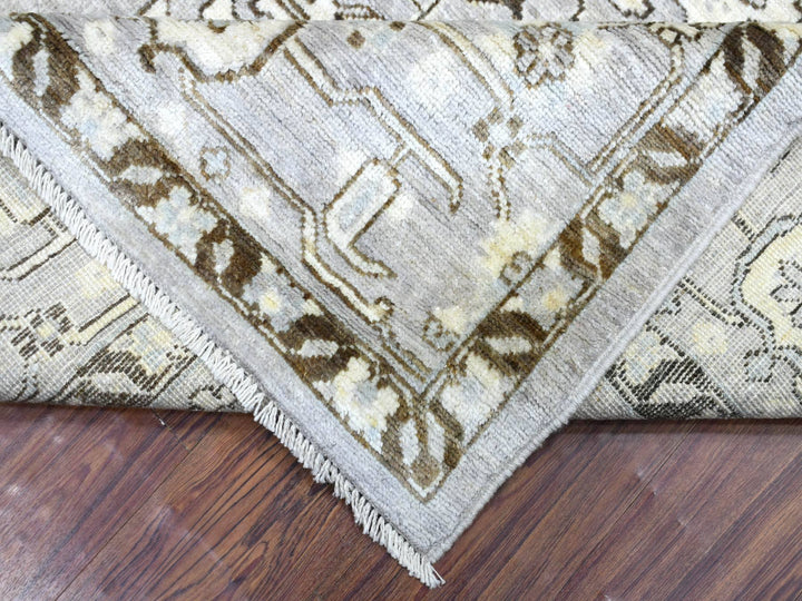 8'1" x 9'8" New Hand Knotted Grey Wool Rectangle Oriental Rug - MOA10270069