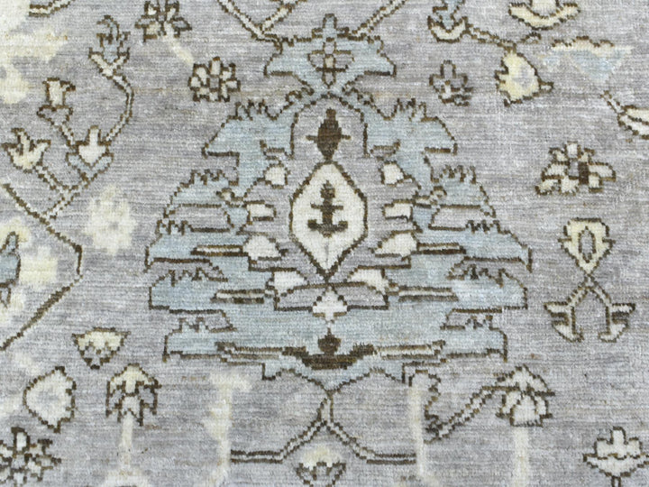 8'1" x 9'8" New Hand Knotted Grey Wool Rectangle Oriental Rug - MOA10270069