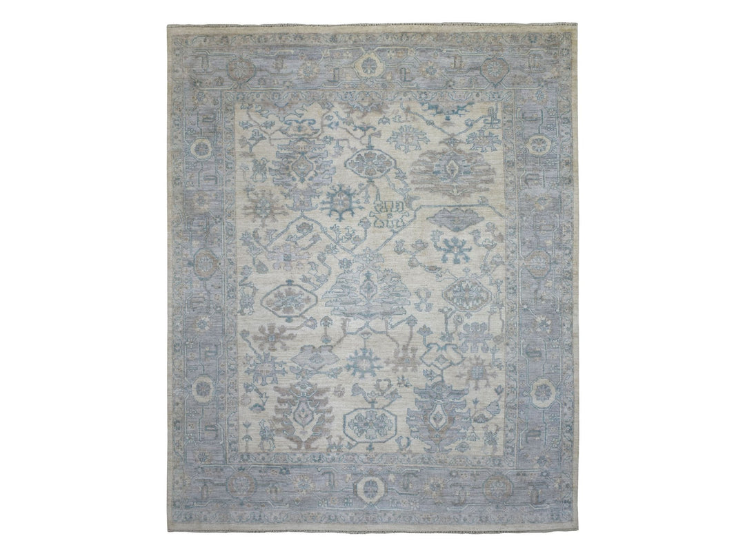 7'10" x 10'0" New Hand Knotted Ivory Wool Rectangle Oriental Rug - MOA10270072