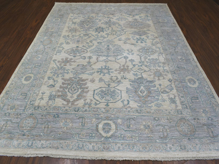 7'10" x 10'0" New Hand Knotted Ivory Wool Rectangle Oriental Rug - MOA10270072