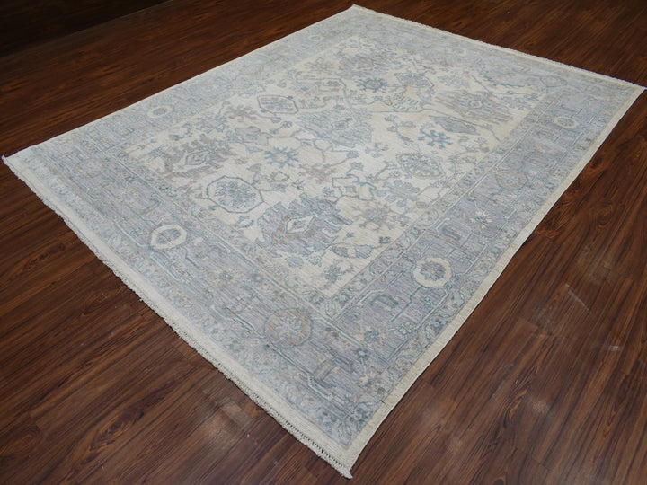 7'10" x 10'0" New Hand Knotted Ivory Wool Rectangle Oriental Rug - MOA10270072