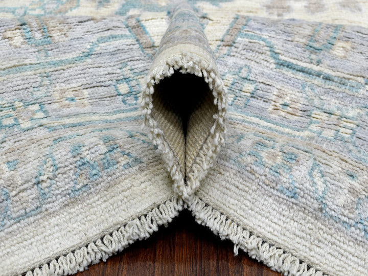 7'10" x 10'0" New Hand Knotted Ivory Wool Rectangle Oriental Rug - MOA10270072