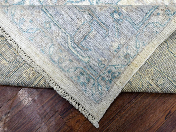 7'10" x 10'0" New Hand Knotted Ivory Wool Rectangle Oriental Rug - MOA10270072