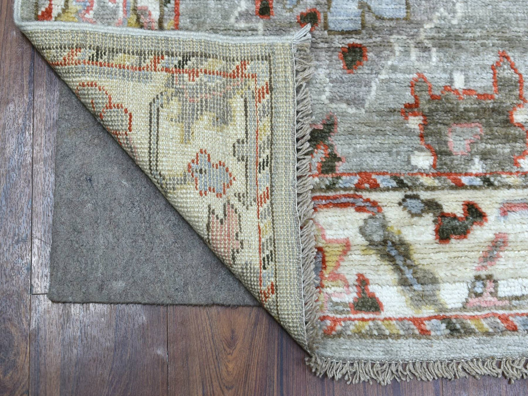 2'7" x 9'8" New Hand Knotted Grey Wool Runner Oriental Rug - MOA10270108
