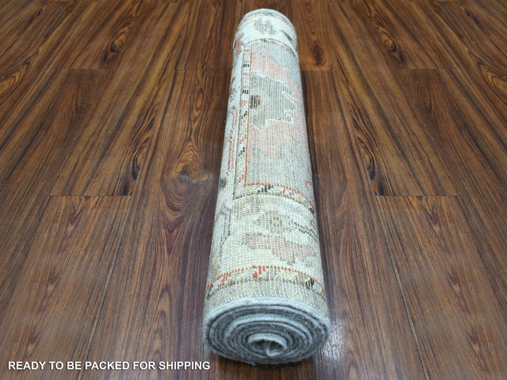 2'7" x 9'8" New Hand Knotted Grey Wool Runner Oriental Rug - MOA10270108