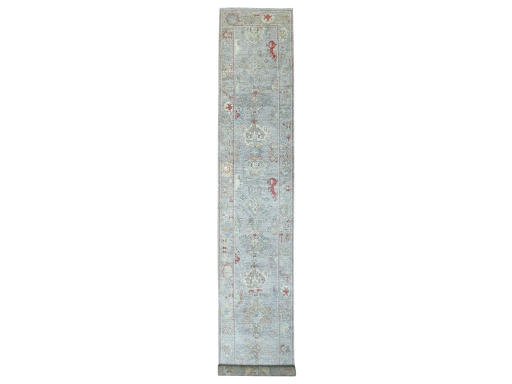 2'10" x 17'0" New Hand Knotted Grey Wool Runner Oriental Rug - MOA10270118