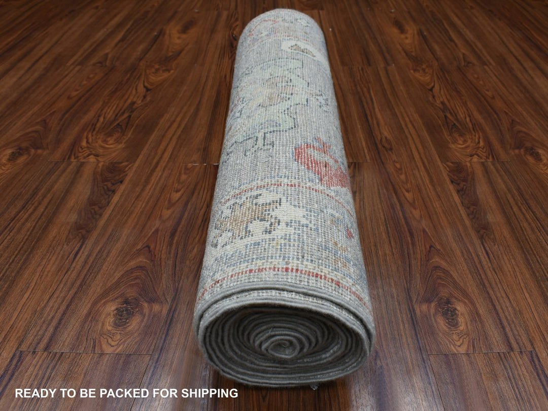 2'10" x 17'0" New Hand Knotted Grey Wool Runner Oriental Rug - MOA10270118