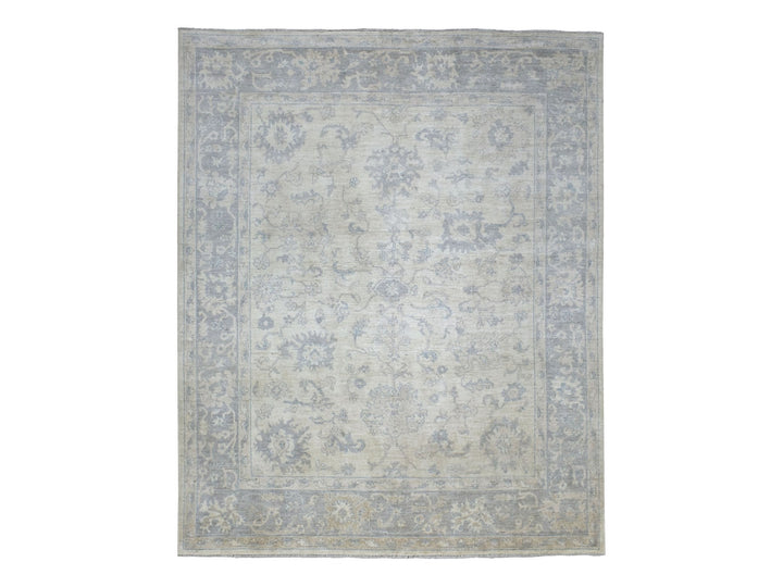 8'1" x 9'8" New Hand Knotted Grey Wool Rectangle Oriental Rug - MOA10270125