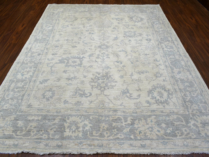 8'1" x 9'8" New Hand Knotted Grey Wool Rectangle Oriental Rug - MOA10270125