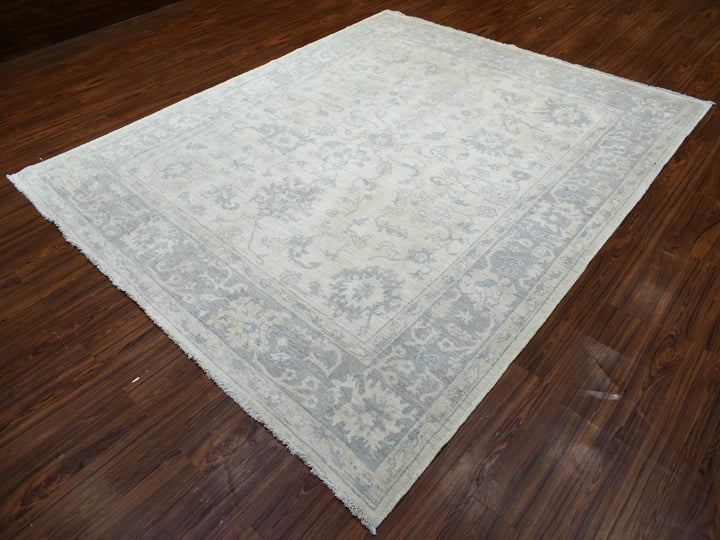 8'1" x 9'8" New Hand Knotted Grey Wool Rectangle Oriental Rug - MOA10270125