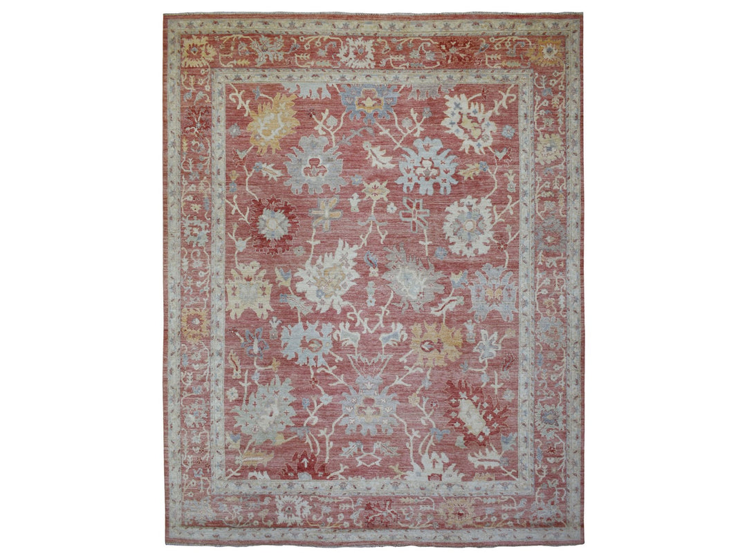 11'9" x 14'8" New Hand Knotted Pink Wool Rectangle Oriental Rug - MOA10270140