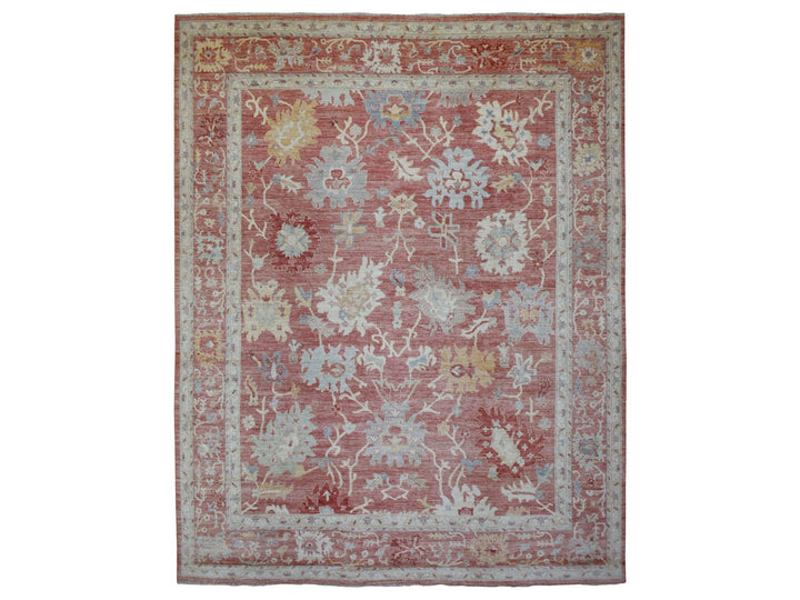 11'9" x 14'8" New Hand Knotted Pink Wool Rectangle Oriental Rug - MOA10270140