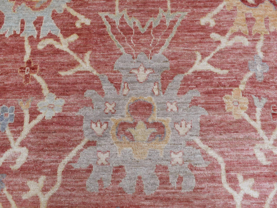 11'9" x 14'8" New Hand Knotted Pink Wool Rectangle Oriental Rug - MOA10270140
