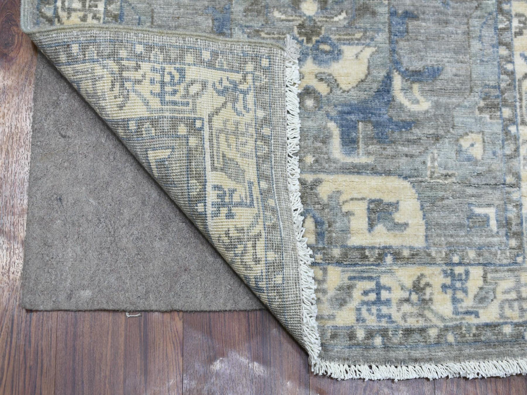 2'5" x 11'7" New Hand Knotted Grey Wool Runner Oriental Rug - MOA10270158